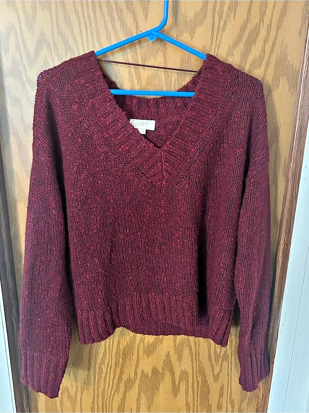 LOFT Outlet V-Neck Sweater in Burgundy Size Medium